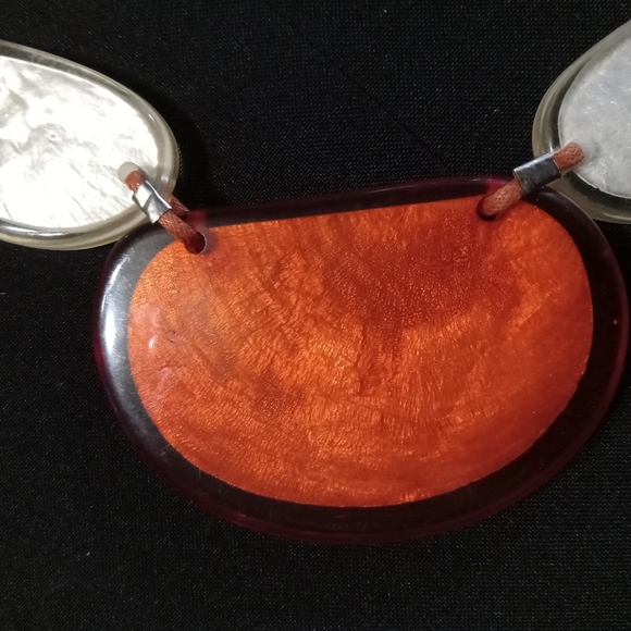 Lucite Necklace Vintage 90s Red Pearl Blue 20"-23" Lenth Translucent Plastic Fun - Picture 3 of 7